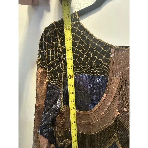 RARE Creative Creations Made In India 100% Silk Size Medium Disco Dress Sequined - Picture 11 of 14